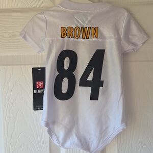 NFL Steelers Baby Bodysuit NWT 0/3M 3/6M, 6/9M #84 Jersey White Black Football